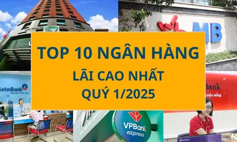 Top 10 lợi nhuận ngân hàng quý 1/2025: Vietcombank giữ đỉnh, 2 cái tên bật mạnh