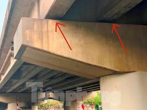 Sửa chữa gấp các gối trụ cầu Vành đai 3 trên cao bị xô lệch